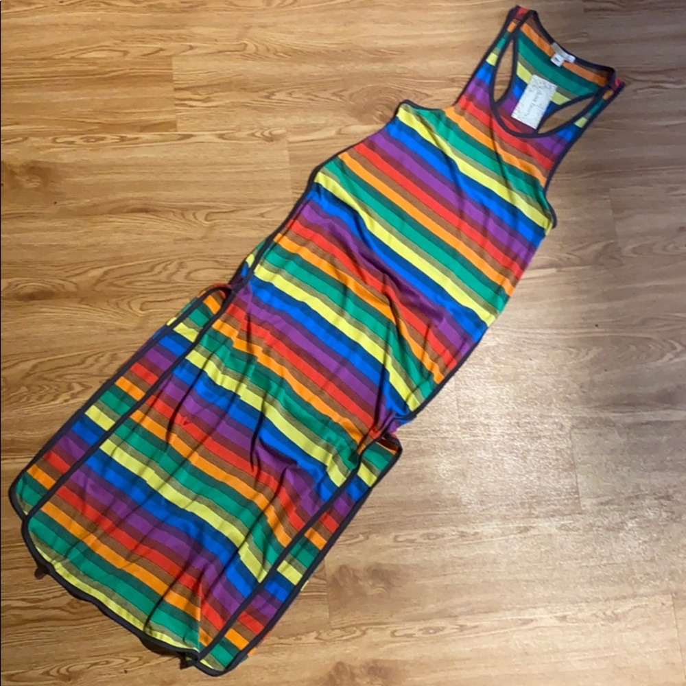Rainbow stripe maxi dress NWT
